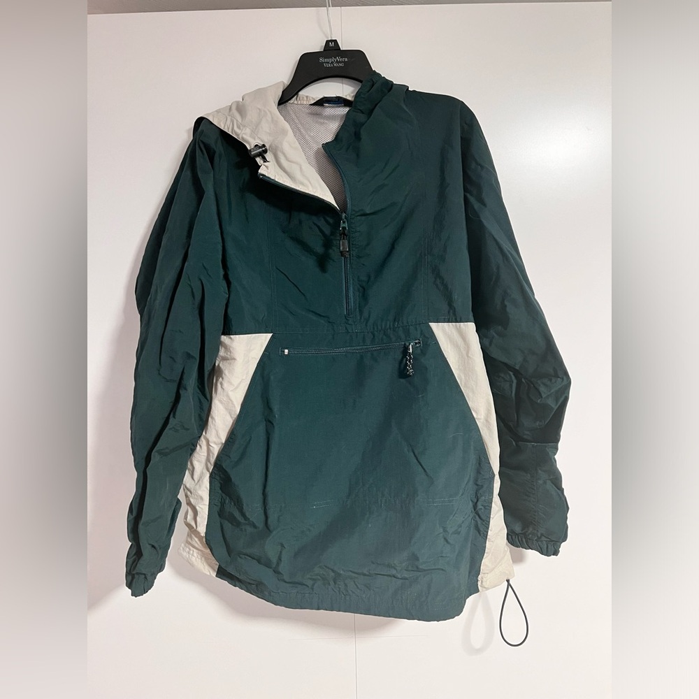 Vintage J. Crew Dark Green and Cream Ski Jacket